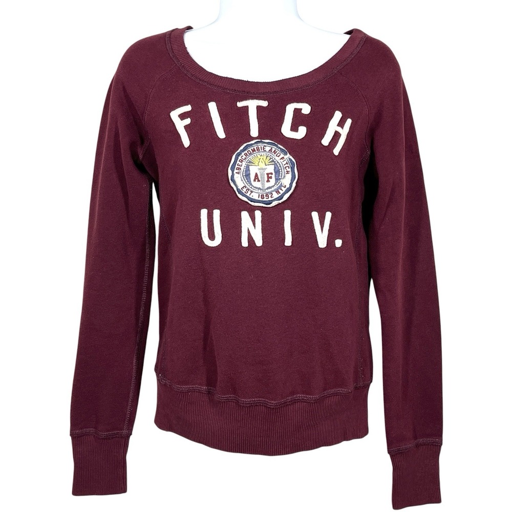 Abercrombie & Fitch Patch Applique Fitch Univ Size M Slim Fit Burgundy Y2K